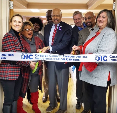 Photo of the ribbon cutting for Chester County OIC in Coatesville.