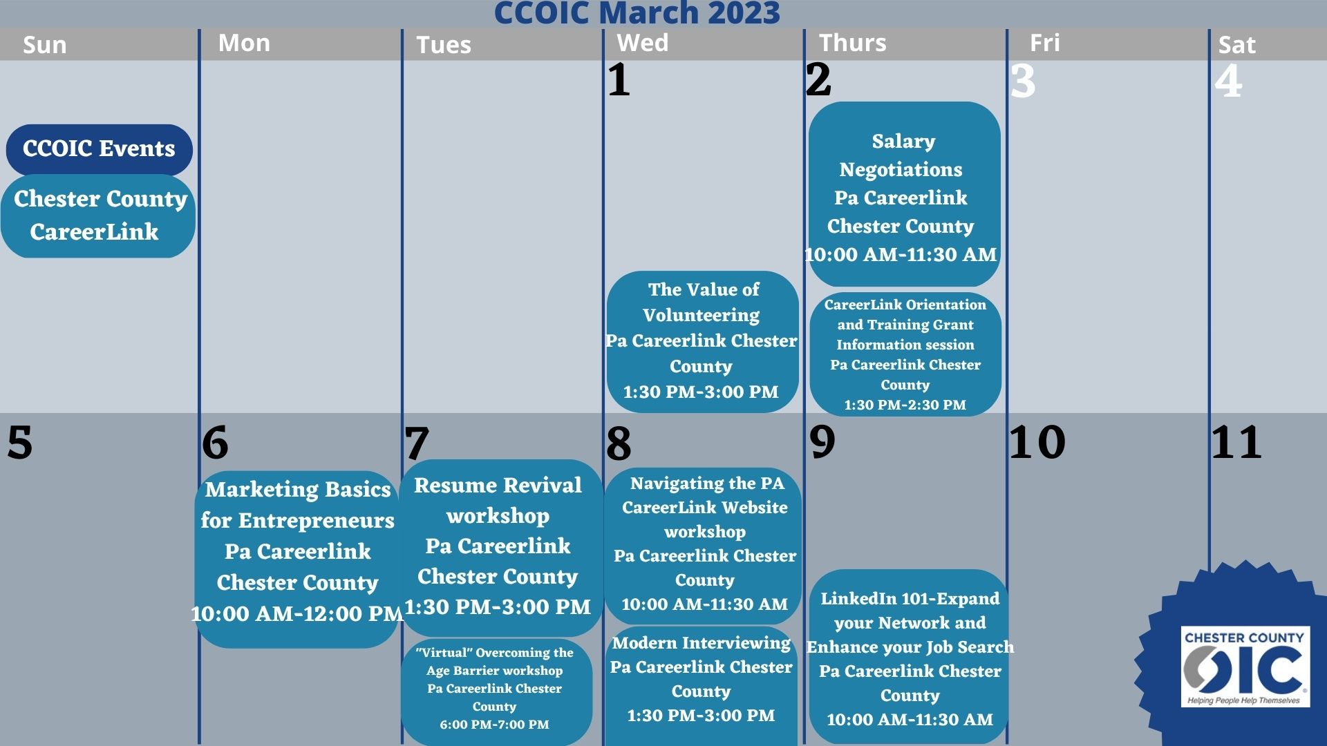 Program Calendar Chester County OIC